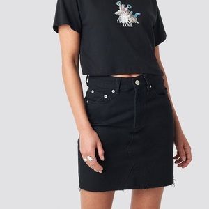 Black denim skirt